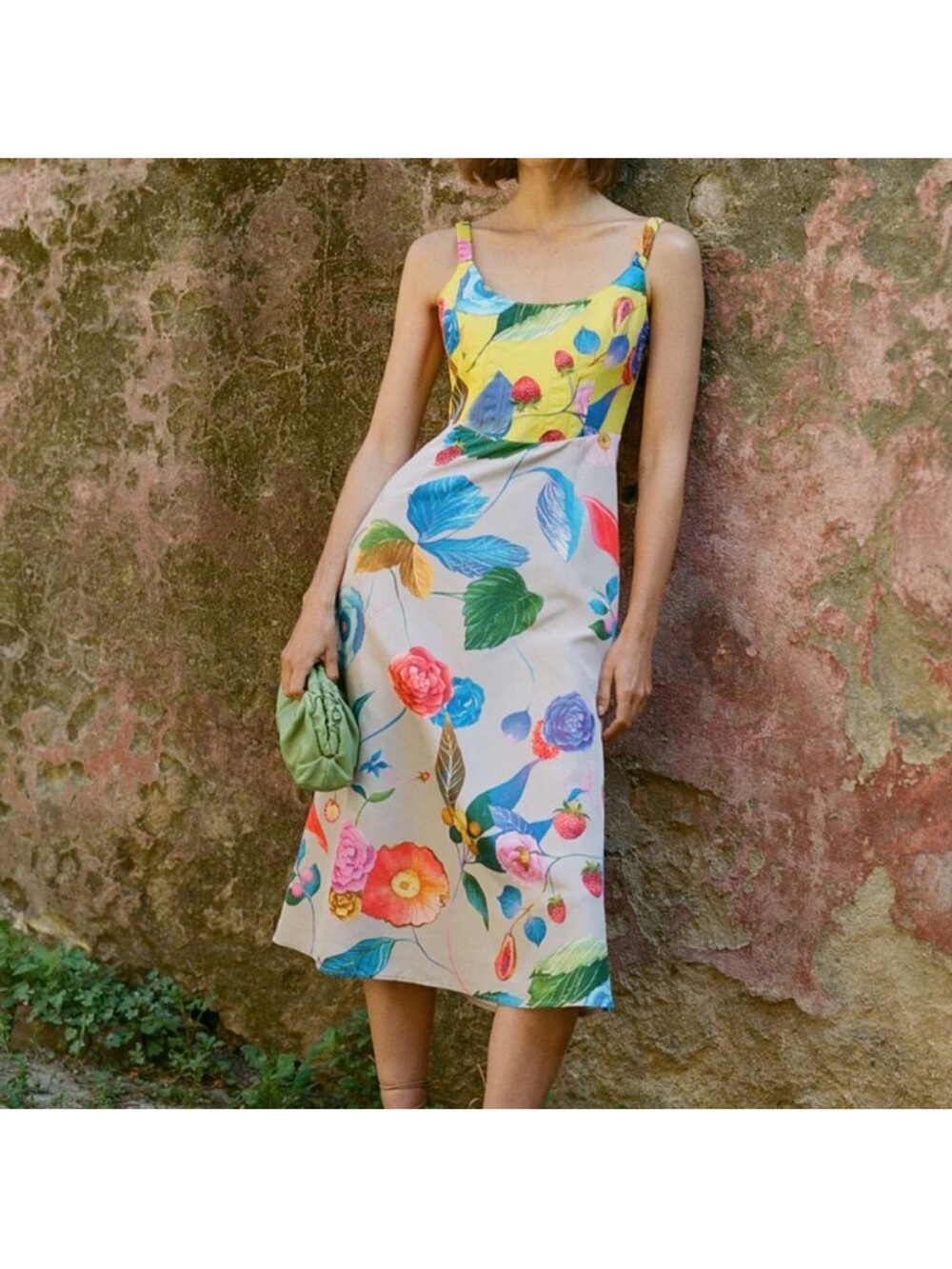 Tuckernuck Yellow Bodice Floral Midi Dress
